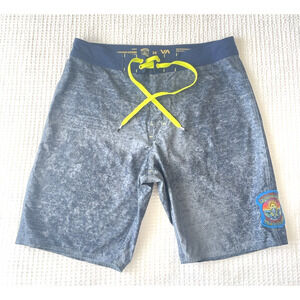 RVCA Christian Fletcher Board Shorts Size 30 Surfer Trunks Skull Zip 9"